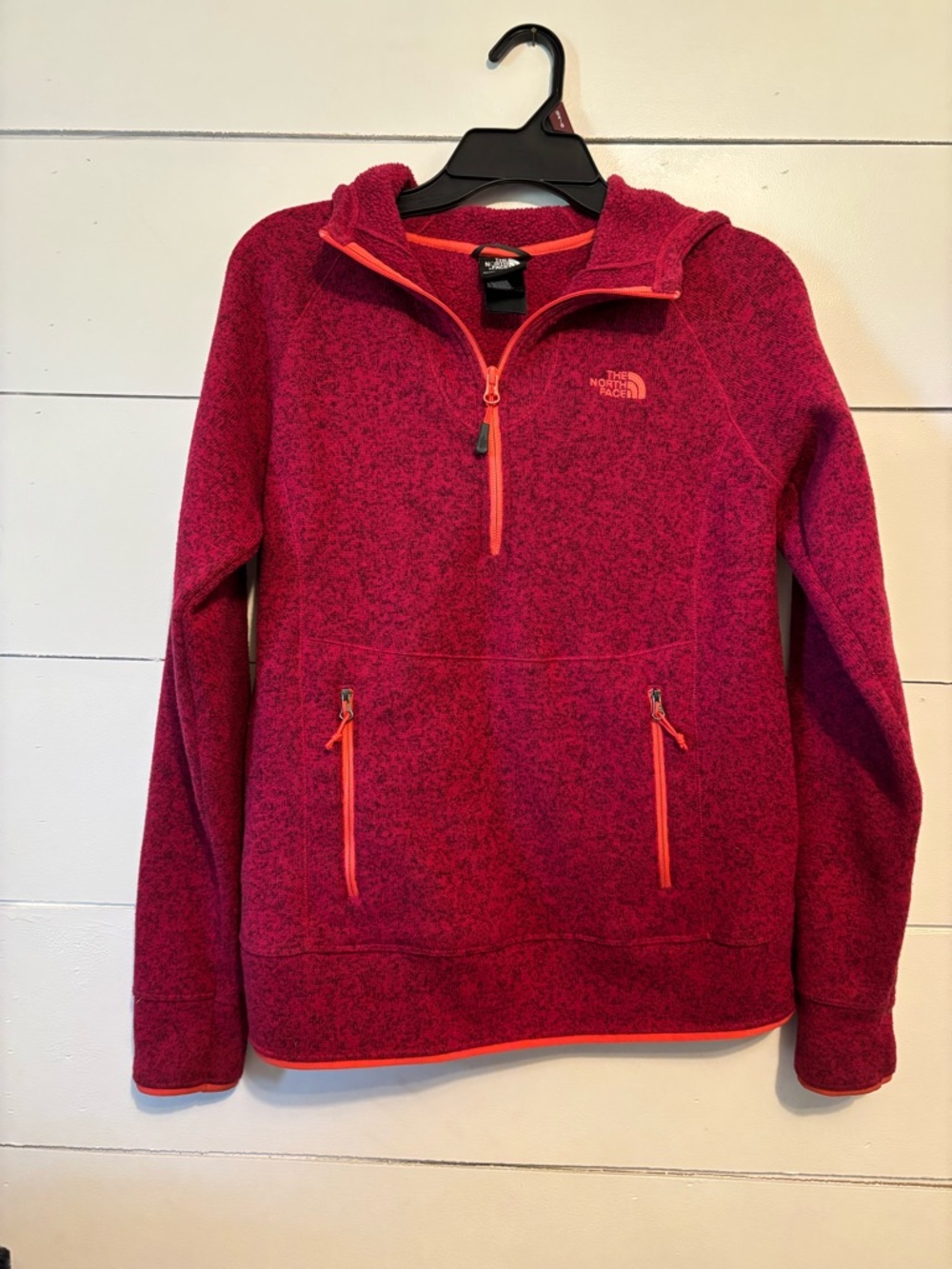 The North Face Raspberry Pink Half-Zip Fleece with Coral Trim